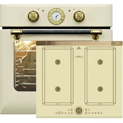 Kaiser Küchengeräte Backofen-Set EH 6432 ElfBE Eco+KCT 6745 FI ElfAD..., mit 1-fach-Teleskopauszug, Retro Einbau Backofen Elektro, 68 L+Induktionskochfeld 60 cm