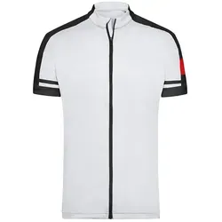 Men's Bike-T Full Zip Sportives Bike-Shirt weiß, Gr. L - Fahrradbekleidung, atmungsaktiv und schnell trocknend für maximalen Komfort beim Radfahren, mit ergonomischem Rückenteil und praktischer Rückentasche.