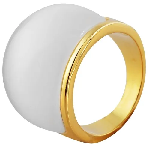 AKZENT Fingerring Cara Edelstahl Damenring gold Gr. 56 – 62, Tigerauge weiß, Damen Ring