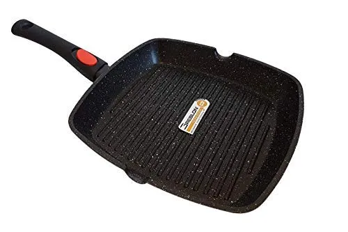 Produktbild Cflagrant® Grillpfanne, 24 cm, in Steinoptik, abnehmbarer Griff, für alle Herde, auch Induktionsherd, ohne PFOA (Perfluoroctansäure), Braten ohne Fett, Greblon-Beschichtung C3+, deutsche Technologie