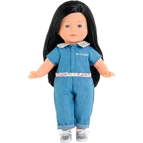 Corolle Puppe Perrine, Weichkörper und Ankleidepuppe mit Langen schwarzen Haaren, Schlafaugen, Vanilleduft, 36cm, ab 4 Jahre