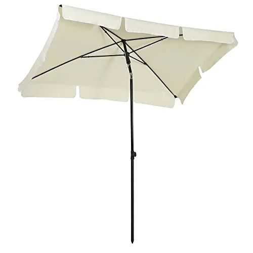 Outsunny Sonnenschirm Strandschirm Sonnenschutz knickbar Cremeweiß