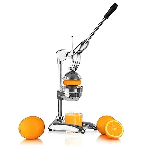 Mahlzeit Edelstahl Saftpresse manuell - Entsafter für Zitrusfrüchte, mit Hebeltechnik für mehr Saftausbeute und einfache Handhabung – ideal für frische Säfte ohne Strom!
