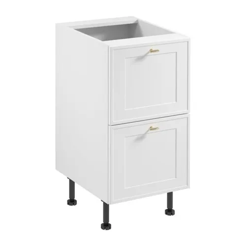 Moderner Küchenschrank mit 2 Schubladen in Weiß - Küchenschrank in modernem Design, ideal für Esszimmer und Küche. Mit Soft-Close-Tür und verstellbaren Füßen für optimalen Komfort. Maße: 45 x 52 x 87 cm, einfach zu montieren.