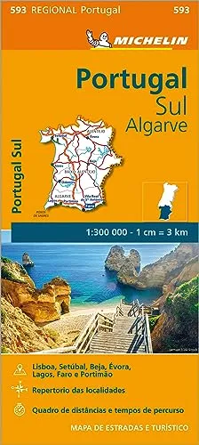 Michelin Portugal Sud - Algrave Karte - Atlanten & Landkarten, detaillierte regionale Karte für Reisende, ideal zur Planung von Erkundungstouren in Portugal.