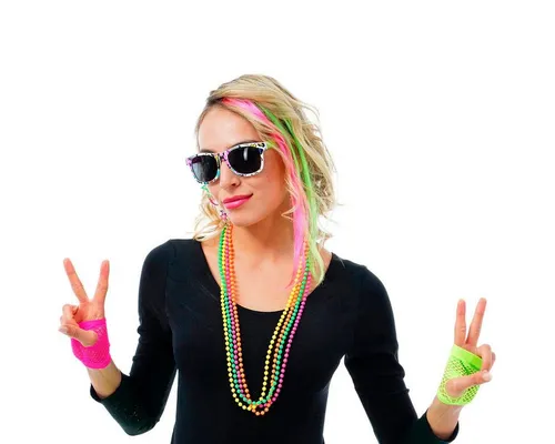 Das Kostümland Kostüm 80er Jahre Kostüm Set 'Neon' 5-tlg. - 414041, Dis