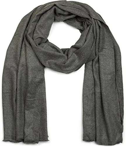 styleBREAKER weicher Stola Schal in Unifarben mit Fransen, Tuch, Unisex 01017070, Farbe:Dunkelgrau