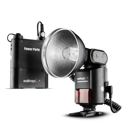 Walimex Pro Light Shooter 360 TTL Blitzgerät für Nikon - Professionelles Blitzgerät für Nikon mit Leitzahl 80 und Highspeed Sync bis 1/8000 Sek. Inklusive umfangreichem Zubehör für kreative Fotografie.