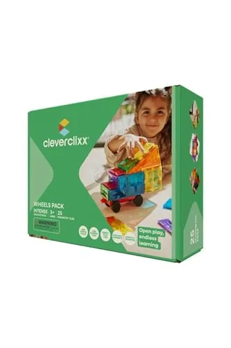 Cleverclixx Auto-Bausatz 25 Teile – Magnetspielzeug in Knallfarben - Bau deinen eigenen Auto mit 25 bunten Teilen! Ideal für kreative Kinder ab 3 Jahren, fördert das Lernen von Formen und Bewegungen. Perfekt für unterwegs und kombinierbar mit anderen Cleverclixx-Sets.