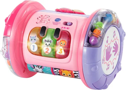 Vtech® Lernspielzeug Vtech Baby 3in1 Rollende Entdecker-Trommel - Farblernspielzeug mit 3 Spielmöglichkeiten zur Förderung der motorischen Fähigkeiten. Entdecken Sie Musik und Geräusche mit 5 Seiten, 3 Klaviertasten und einem integrierten Bewegungssensor.