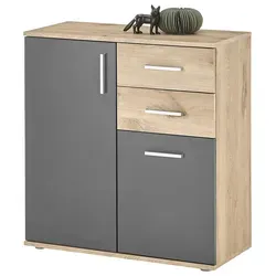 HBZ Kommode BC-Drift-2 - Kommode in grau mit 2 Türen und 2 Schubkästen, einfacher Aufbau und pflegeleichte Oberfläche, ideal für jeden Wohnraum.