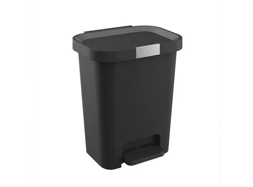 Engelland Mülleimer Abfalleimer 25 L mit Deckel und Pedal, Treteimer, Soft-Close, verschließbarer Deckel, rutschfeste Füße