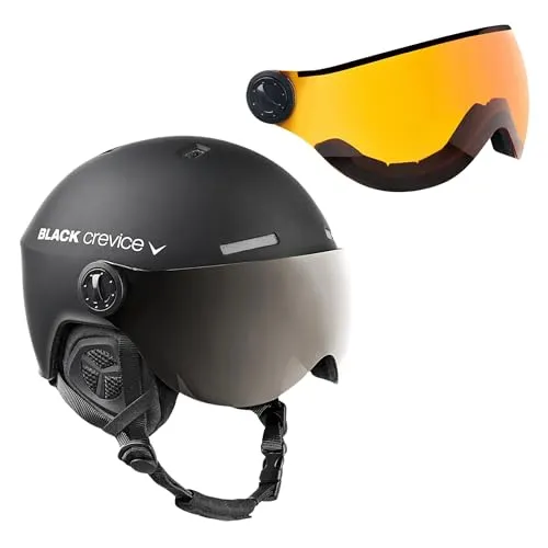 Black Crevice Skihelm Arlberg mit 2 Visier, schwarz, S (51-53)