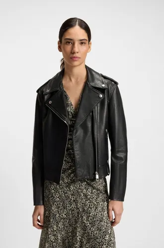 BOSS ORANGE Lederjacke Sandy Premium - Funktionsjacke aus 100% Büffelleder mit genarbter Struktur, ideal für einen lässigen Look und perfekten Tragekomfort.