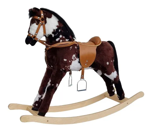 Erst-Holz Plüschpferd Schaukelpferd gescheckt 96-111 - Steckenpferd aus Hartholz mit weichem Plüschbezug, ideal für Kinder ab 3 Jahren und belastbar für langanhaltenden Spielspaß.