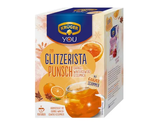 Krüger Tee, Krüger Glitzerista Punsch Orange Wintergewürz Instantgetränk 200g