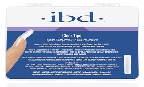 Produktbild IBD Clear Nail Tips 1er Pack (100 Stück) – Strapazierfähige Nageltips – 10 Größen – Universelle Passform – Ideal geformte Nagelspitzen – Nagelverlängerung
