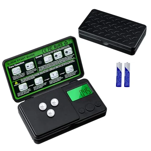 Tolesum 500g/0,01g Präzision Feinwaage,Electronische Digitale Gramm Waage Taschenwaage mit Tara-Funktion & 7 Einheiten, LCD Hintergrundbeleuchtung, Batterien inkl