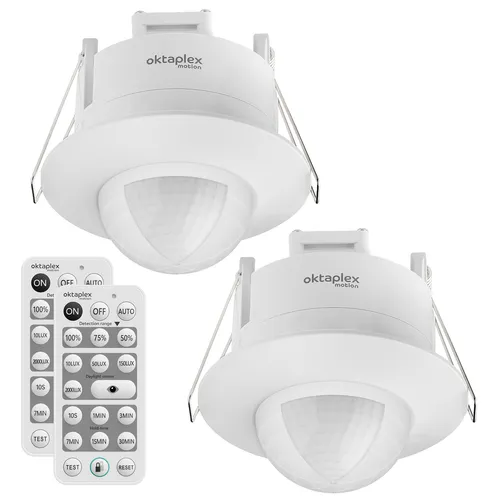 2er Set Einbau Bewegungsmelder 360 Grad inkl. Fernbedienung weiß Unterputz 230V