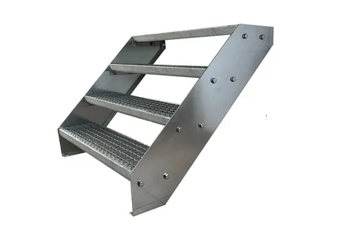 Kaminbau Mierzwa Außentreppe Premium Treppe Verzinkt, für Geschosshöhen bis 76 cm, Stufen Gitterroststufen nach DIN 24531, (Höhe 76 cm, Breite wählbar aus 60, 80, 100, 120, 140 cm), Gartentreppe Stahltreppe Wetterfest Rostfrei Feuer-Verzinkt Rutschfest