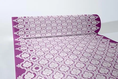 Sovie HORECA Airlaid Tischläufer Mandy in AUBERGINE/LILA, 40 cm x 24 m, 1 Stück, perforiert alle 120 cm, Ornament-Blütendesign, stilvolle Einweg-Tischdekoration