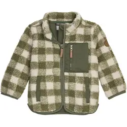 first instinct by killtec Kinder Fleecejacke - Funktionsjacke für Kleinkinder, ideal als Übergangsjacke mit elastischen Bündchen und praktischem Namensetikett, stylisches Karomuster.