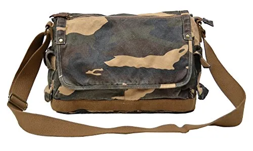 Gootium Umhängetasche aus Segeltuch – Vintage-Kuriertasche für Herren, 39,6 cm, camouflage, Large