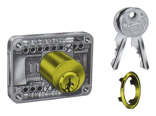 JuNie Riegelschlösser 2828 Messing poliert - Möbelfunktionsbeschläge, hochwertige Verarbeitung aus poliertem Messing und individuell verschieden schließend für optimale Sicherheit