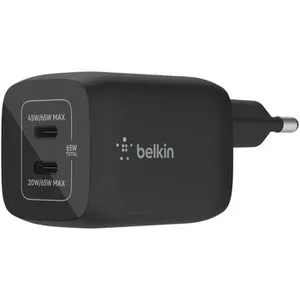 Belkin 65-W-USB-C-Ladegerät - 2 Ports, Schnellladen mit Power Delivery 3.0, GaN-Technologie für iPhone 16, iPad Pro, MacBook und mehr