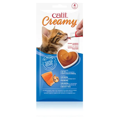 Catit Creamy Lachs & Garnelen 4er-Pack, Katzensnack, NEU