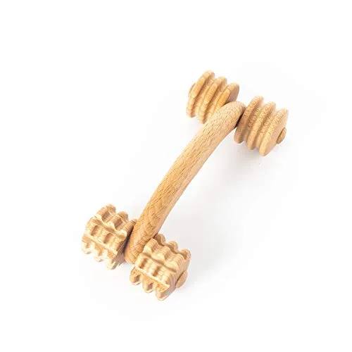 Tuuli Accessories Massage Massagegerät Rücken Nacken Schulter Massageroller Roller aus Holz 18 x 7 x 6 cm