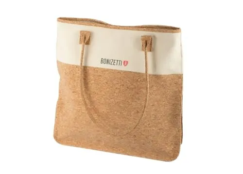 Bonizetti Korktasche Tragetasche CARINA Damentasche aus recyceltem Canvas und Kork Kork medium 36cm x 36cm x 9cm vegane und nachhaltige Handtasche, Henkeltasche, Shopper, Tragetasche, Schultertasche