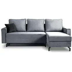 Mid.you Ecksofa Marti, blaugrau, 4-Sitzer, L-Form - Stylisches Mid.you Ecksofa Marti in blaugrau. Mit komfortabler Polyetherschaumkern-Füllung und praktischer Schlaffunktion – ideal für Ihr Wohnzimmer.