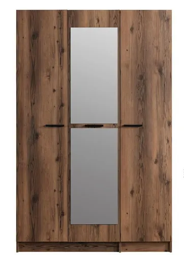 Kleiderschrank Modern Braun Holz 3 Türen - Moderner Kleiderschrank mit 3 Türen und 6 Regalfächern für optimalen Stauraum. Ideal für Schlafzimmer, mit eleganter Holzoptik und stabiler Bauweise.