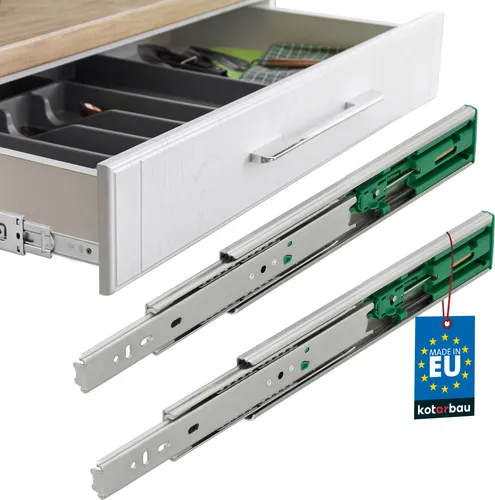 KOTARBAU® 1 Paar (2 Stück) Teleskop-Schienen kugelgelagert 250 mm Vollauszug Schubladenschienen mit SoftClosing Selbsteinzug für Schubladen