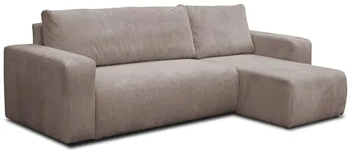 VENASI LUNA Ecksofa mit Schlaffunktion und Bettkasten - Ecksofa mit praktischer Schlaffunktion (125×200 cm) und integriertem Bettkasten zur optimalen Raumnutzung. Der weiche Cordstoff sorgt für hohen Komfort und passt zu jedem Einrichtungsstil.