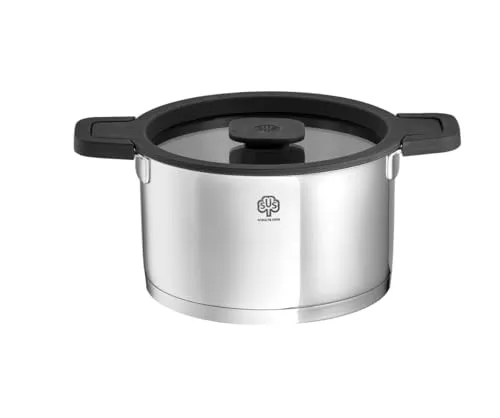 Schulte-Ufer Fleischtopf Maxa by Barski Design 64119-24, Edelstahl, 24 cm - Kochtopf aus hochwertigem Edelstahl mit 5,5 l Volumen, inkl. innovativem Silikonband für perfekten Deckelsitz und hygienische Reinigung. Ideal für alle Herdarten, auch Induktion.