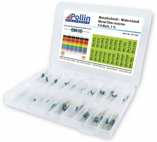 Pollin Widerstands Sortiment Metallschicht 400 Stk., 0,25 W, 1% MRS400SE96W025