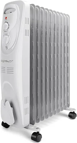 Aigostar Pangpang 2300W Ölradiator, Radiatoren Heizkörper Elektrisch Heizung mit Thermostat, 11 Rippen, 3 Heizstufen, Elektroheizung Energiesparend Radiator, weiß