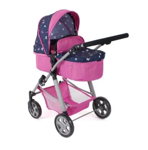 Bayer Chic 2000 Kombi-Puppenwagen Nele, 2-in-1 - Puppenwagen für Baby-Puppen bis 50 cm, höhenverstellbarer Schiebegriff und wandelbar zwischen Sportwagen und Babywanne für optimalen Komfort.