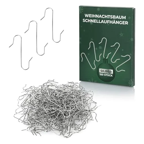 Nordstern Weihnachtsbaumschmuck Schnellaufhänger 150er Pack - Praktische Doppelhaken für Baumschmuck und Christbaumkugeln zum einfachen Aufhängen - 3,3 cm