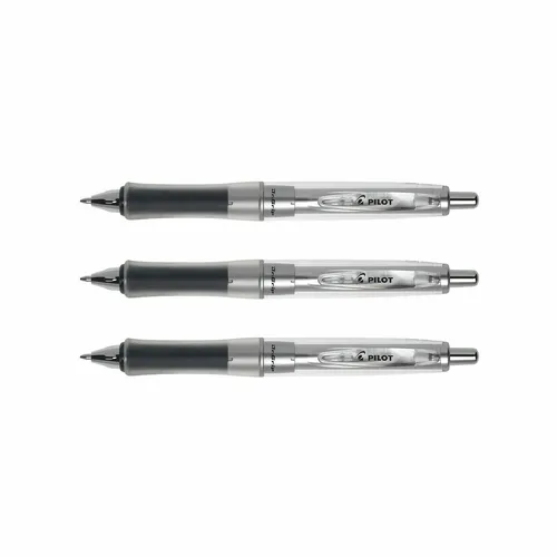 Pilot Dr. Grip Equilibrium Kugelschreiber 3er-Set schwarz - Kugelschreiber mit ergonomischem Design, Druckmechanik und nachfüllbar. Ideal für komfortables Schreiben in Schwarz, perfekt für Büro und Schule.
