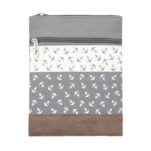 Leoberg Crossbag Tasche in verschiedenen Farben und Designs - Schultertasche aus Baumwolle in 302120-Grau-13