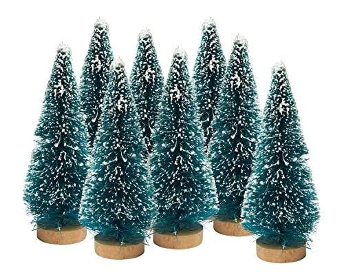 VBS Miniatur-Tannenbaum 10 cm Holz Kunststoff Weihnachtsdeko Modellbaum Bastelbedarf Puppenhaus Zubehör 7 cm, 8 Stück