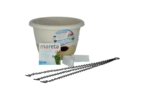 PLASTIA Blumentopf Mareta 25 elfenbein / weiß mit Erdbewässerung