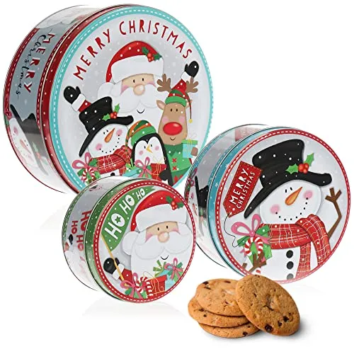 com-four® 3-teiliges Keksdosen-Set für Weihnachten, Plätzchendosen Set