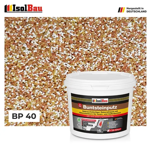 Mosaikputz Buntsteinputz BP 40 (braun, weiss, gelb) 5 kg Sockelputz Innen Außen
