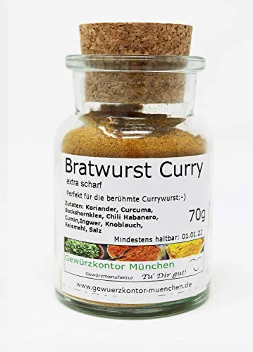 Bratwurst Curry Pulver extra scharf 70g im Glas Gewürzkontor München