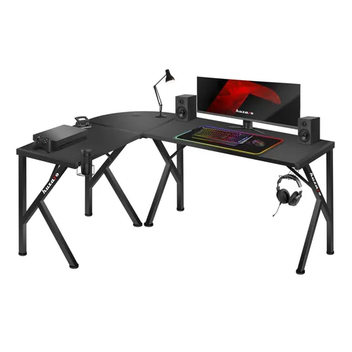huzaro Hero 6.3 L-Form Eckschreibtisch - Multifunktionaler Gaming-Computertisch mit hochwertiger Carbon Tischplatte, ideal für Homeoffice und Büro, rechts und links montierbar.