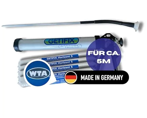 GETIFIX Horizontalsperre Creme Set 4x600ml mit Handdruckspritze - Fassadenschutz gegen aufsteigende Feuchtigkeit, einfach zu verarbeiten und WTA-zertifiziert für langfristigen Schutz im Mauerwerk.